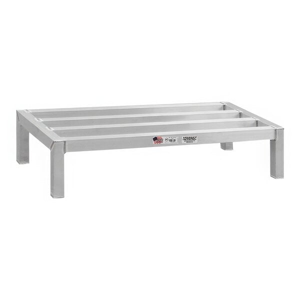A New Age heavy-duty aluminum dunnage rack with legs.