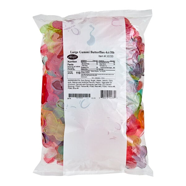 A white bag of Albanese Large Gummi Butterflies.