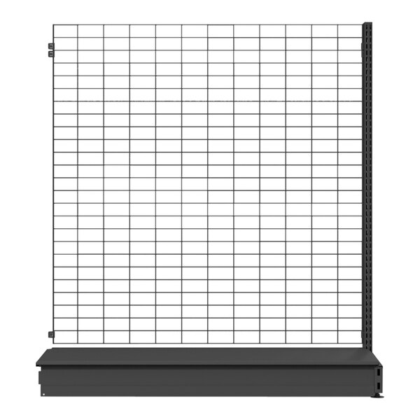 A black wire mesh rectangular grid with a white shelf on top.