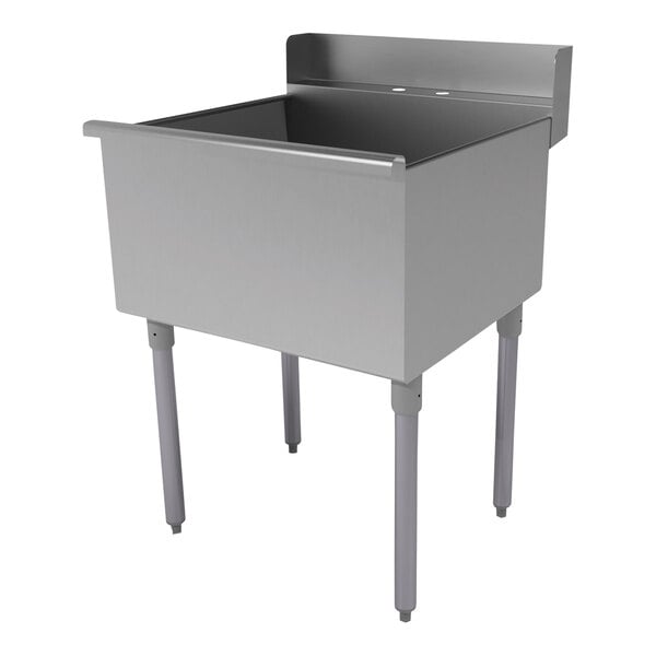 An Advance Tabco stainless steel utility sink with legs.