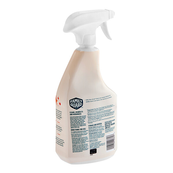 A white bottle of FamilyGuard Multi-Surface Disinfectant Cleaner with a black label.