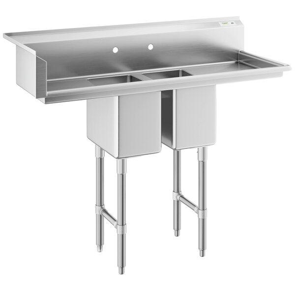 A Regency stainless steel sink with two compartments.