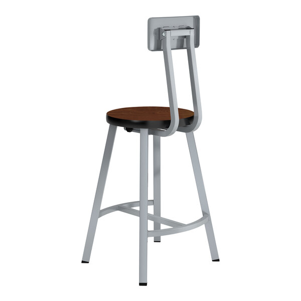 A National Public Seating Titan lab stool with a wood seat and backrest.