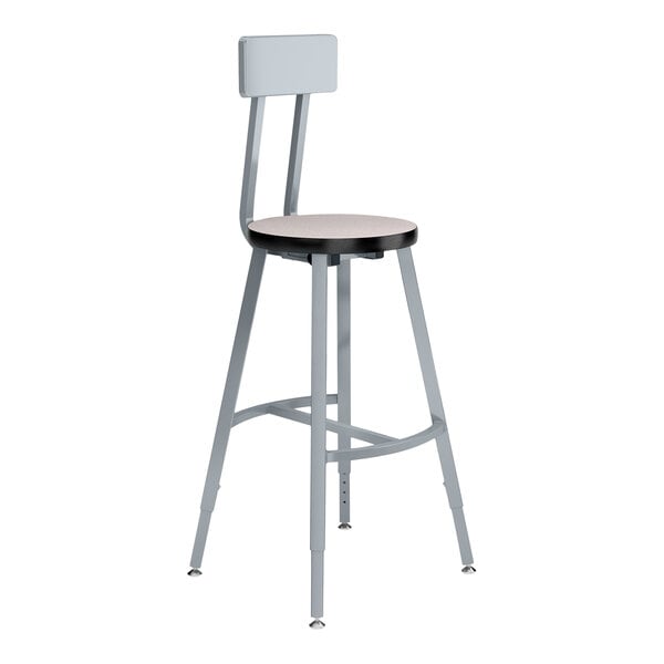 A National Public Seating Titan lab stool with a gray high-pressure laminate seat and backrest.