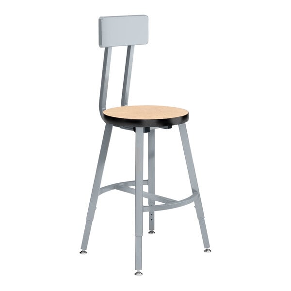 A National Public Seating Titan lab stool with a Fusion Maple high-pressure laminate seat and back.