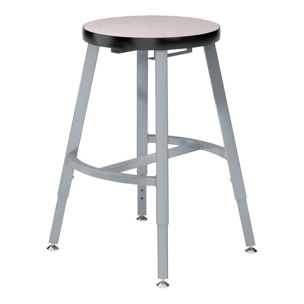 A National Public Seating Titan lab stool with a gray seat and gray legs.