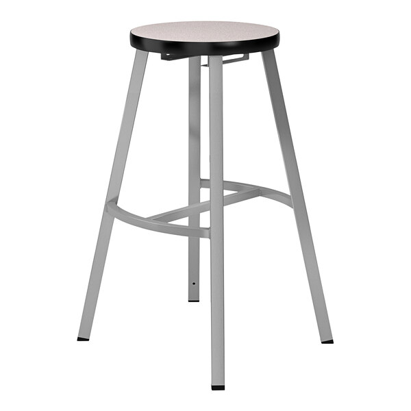 A National Public Seating Titan lab stool with a gray seat and metal base.