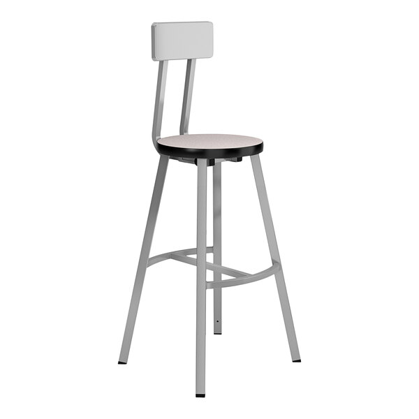 A National Public Seating Titan lab stool with a gray high-pressure laminate seat and backrest.