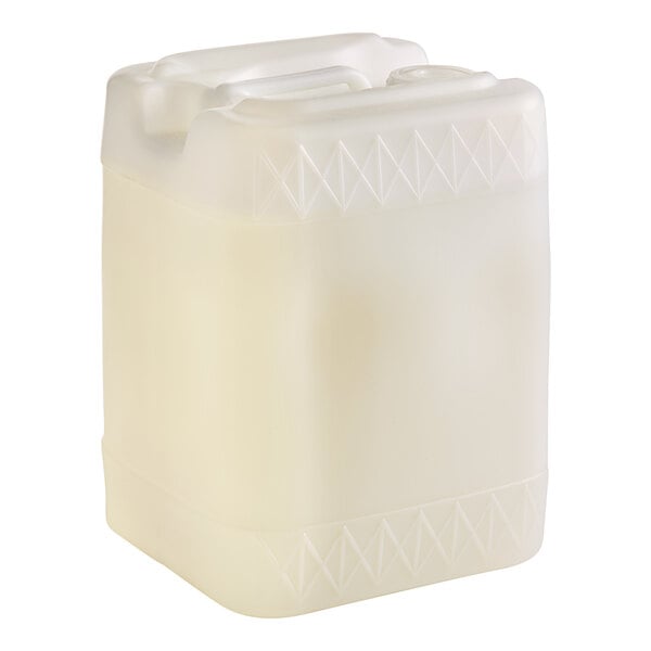 A white plastic jug of Arm & Hammer Free & Clear liquid laundry detergent with a lid and handle.