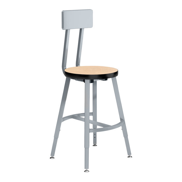 A National Public Seating Titan lab stool with a Fusion Maple high-pressure laminate seat and backrest.