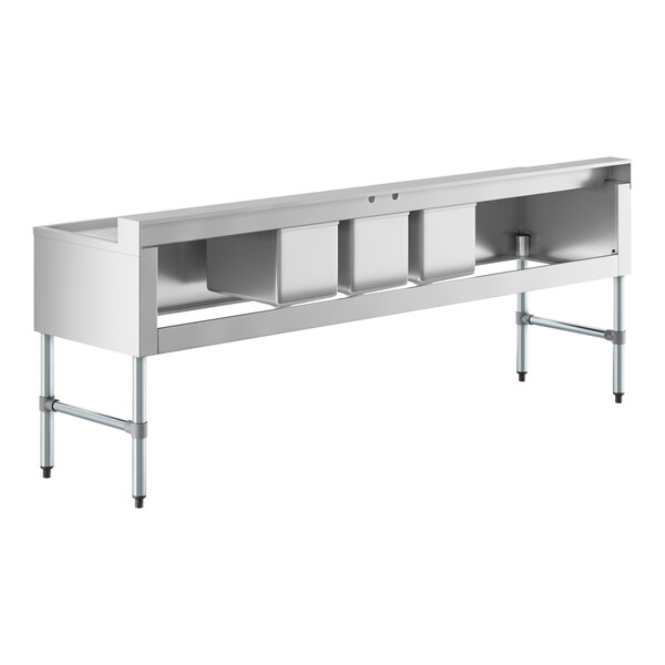 Regency 84" x 18 3/4" Three Bowl Underbar Sink with Two 25" Drainboards