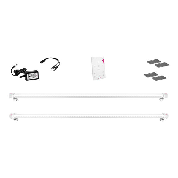 A set of white Ape Labs Stick XL 2.0 LED lights with a remote control.