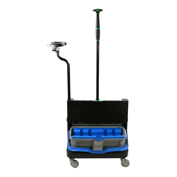A Unger OmniClean dual bucket cleaning trolley with blue and black rectangular containers.