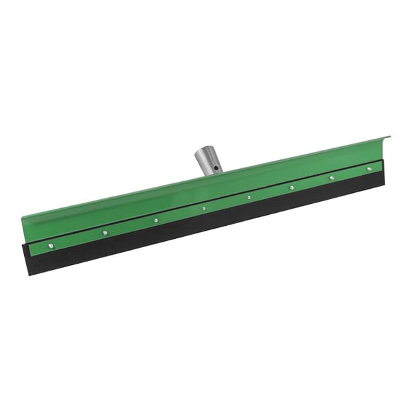 A green and black Unger AquaDozer Max floor squeegee with a white background.