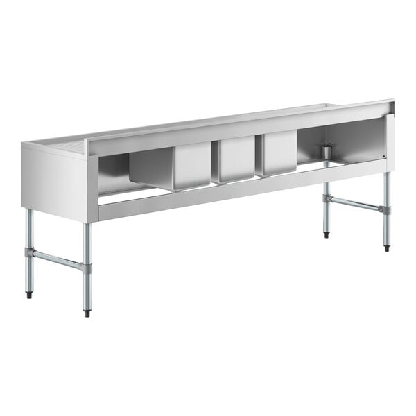 Regency 84" x 21" Three Bowl Underbar Sink with Two 25" Drainboards