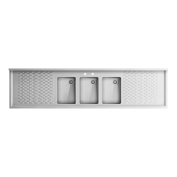 Regency 84" x 21" Three Bowl Underbar Sink with Two 25" Drainboards