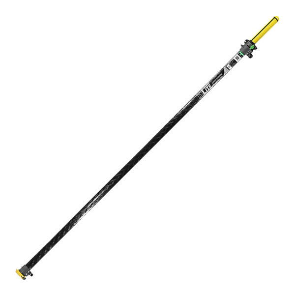 An Unger nLite HiFlo Gen 1 2-section carbon extension pole with black and yellow sections and a handle.