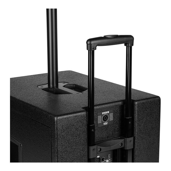 A black rectangular RCF EVOX 12 speaker system box with a handle.