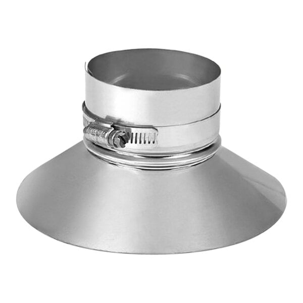 A stainless steel storm collar with a metal band.
