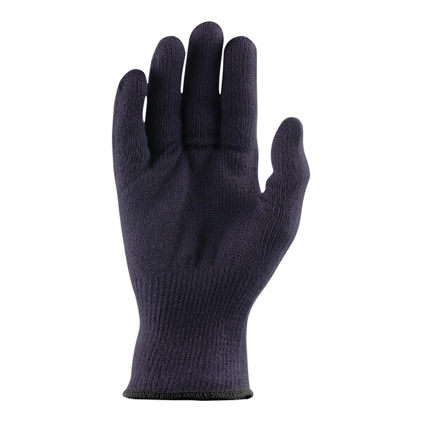 A close-up of a Lift Safety black thermal glove liner with a black band.