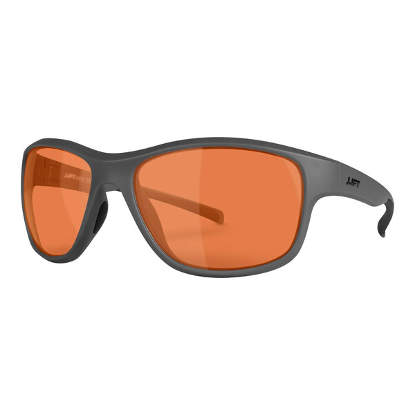 Lift Safety Delamo safety glasses with matte gray frames and amber lenses.