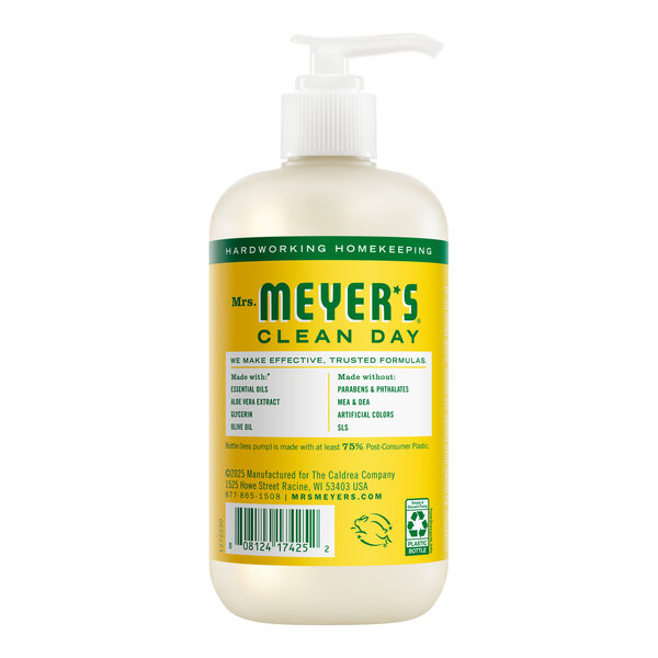 Mrs. Meyer's Clean Day 394963 12.5 oz. Honeysuckle Scented Hand Soap with Pump - 6/Case