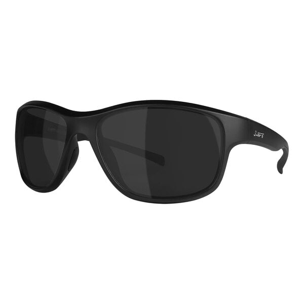 Lift Safety Delamo Safety Glasses with black frames and grey lenses.