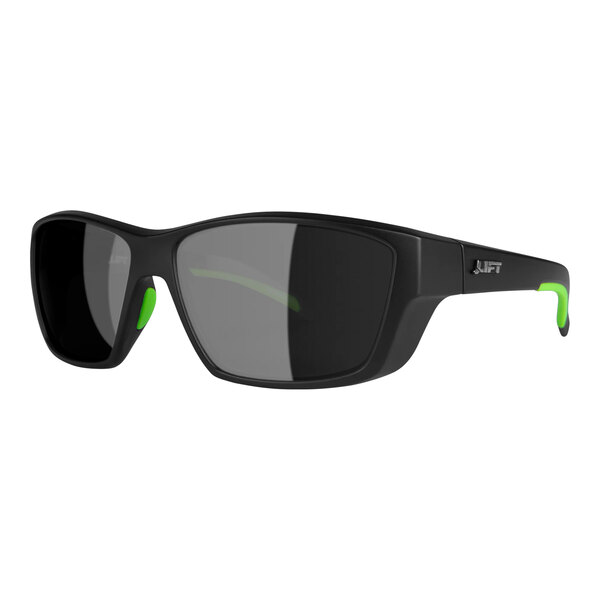 A pair of Lift Safety Lancer safety glasses with a matte black frame and mirror lenses.
