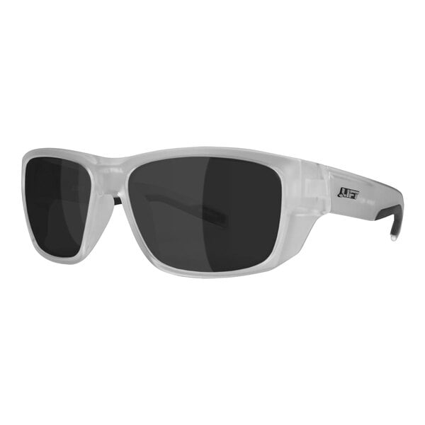 Lift Safety Fusion Safety Glasses with a white frame and black lenses.