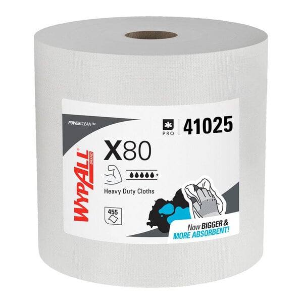 WypAll® 41025 X80 12 1/4" x 12 1/2" White Heavy-Duty Wiper - 475/Roll