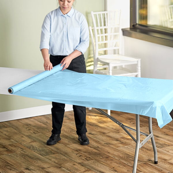 Light Blue Plastic Table Roll