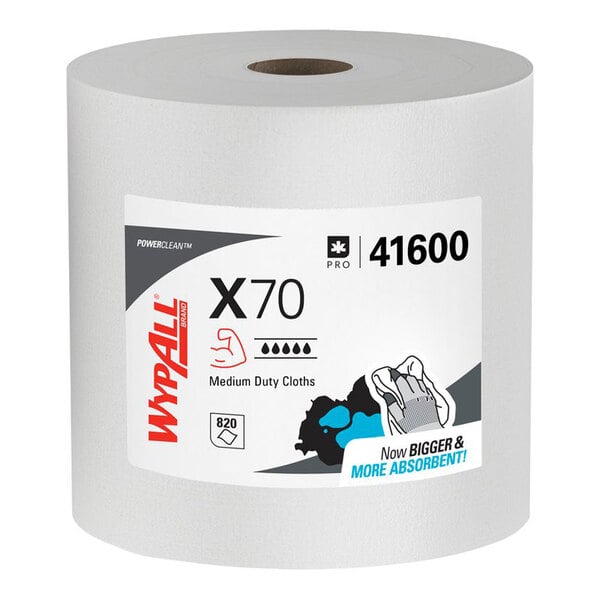 WypAll® 41600 X70 12 1/4" x 12 1/2" White Medium-Duty Wiper - 870/Roll