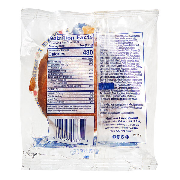 A package of Ne-Mo's Bakery Individually Wrapped Round Cheese Danish with a label.