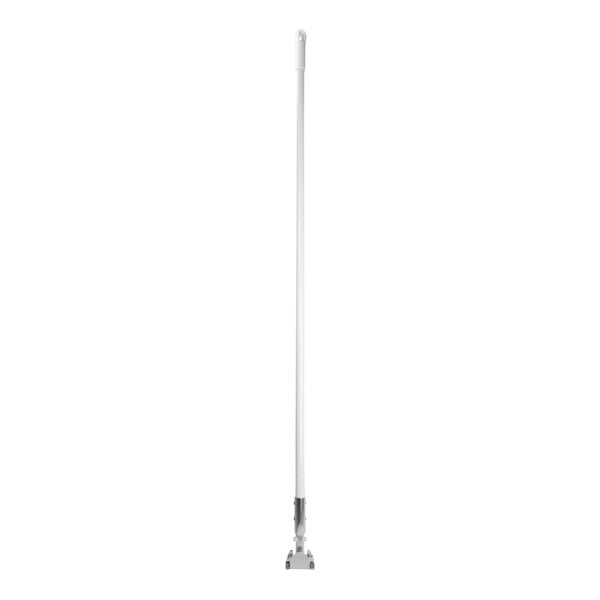 A white metal pole with a long white pole on top.
