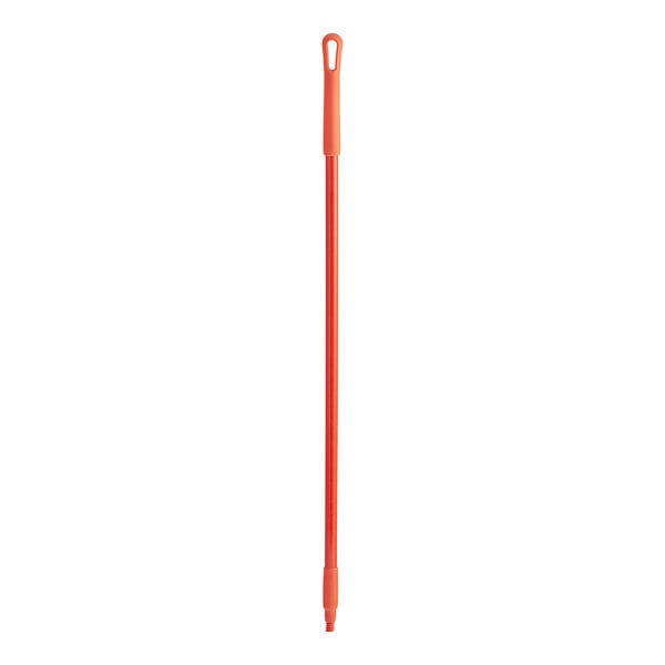 An orange threaded fiberglass stick with a handle on it.