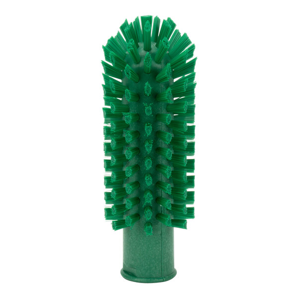 A close-up of a Carlisle Sparta green pipe and valve brush with bristles.
