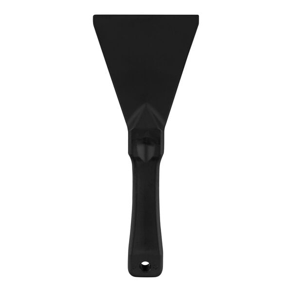 A Carlisle Sparta black plastic handheld scraper with a handle.