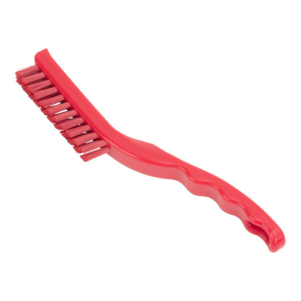 A red Carlisle Sparta narrow detail brush with a handle.