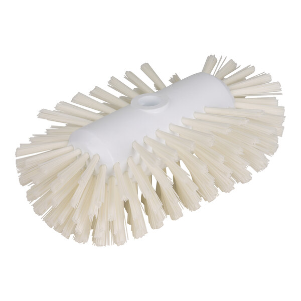 A white circular Carlisle Sparta tank and kettle brush with bristles.