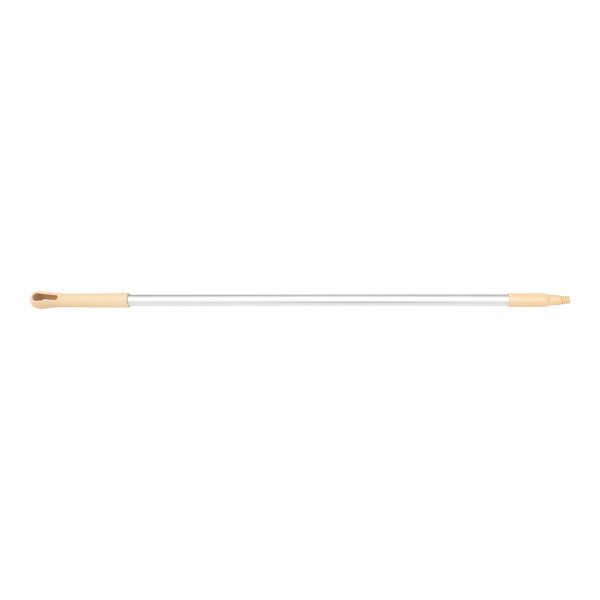 A Carlisle tan aluminum broom/squeegee handle with a threaded end.