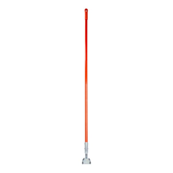 A long orange and silver Carlisle mop handle with a white tip.