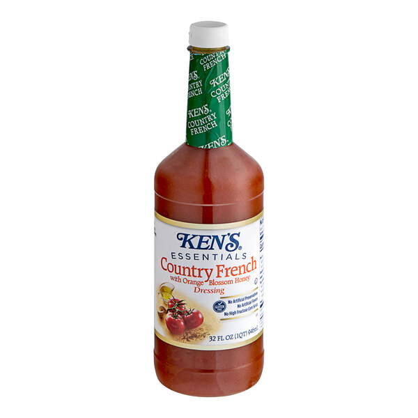 A bottle of Ken's Country French with Orange Blossom Honey Dressing with a white label.