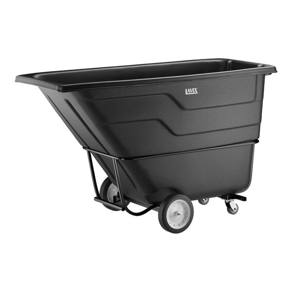Lavex 1.5 Cubic Yard Black Forkliftable Standard-Duty Tilt Truck / Trash Cart (1,650 lb. Capacity)