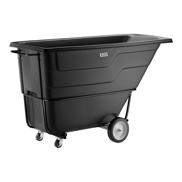 Lavex 1.5 Cubic Yard Black Forkliftable Standard-Duty Tilt Truck / Trash Cart (1,650 lb. Capacity)