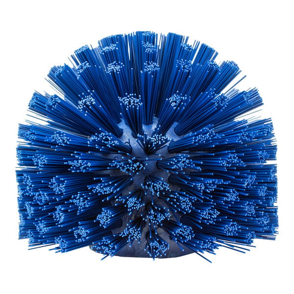 A blue round Carlisle brush with many small sticks.