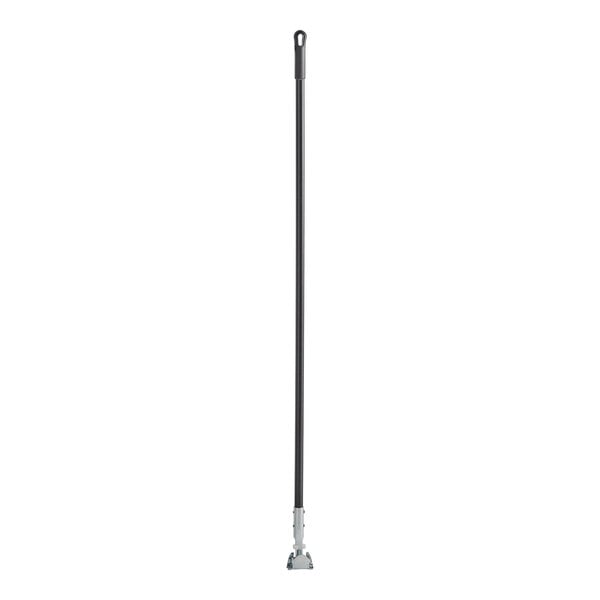 A black Carlisle fiberglass mop handle with a grey tip.