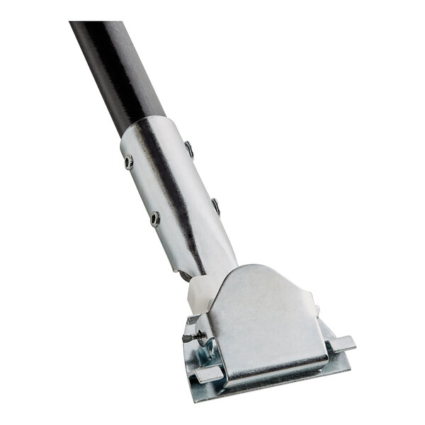 A metal Carlisle dust mop handle with a black end.