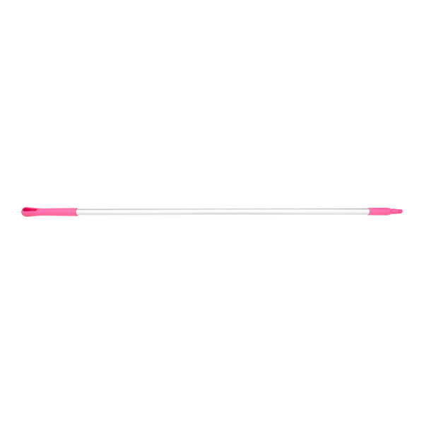 A pink and white threaded aluminum handle.