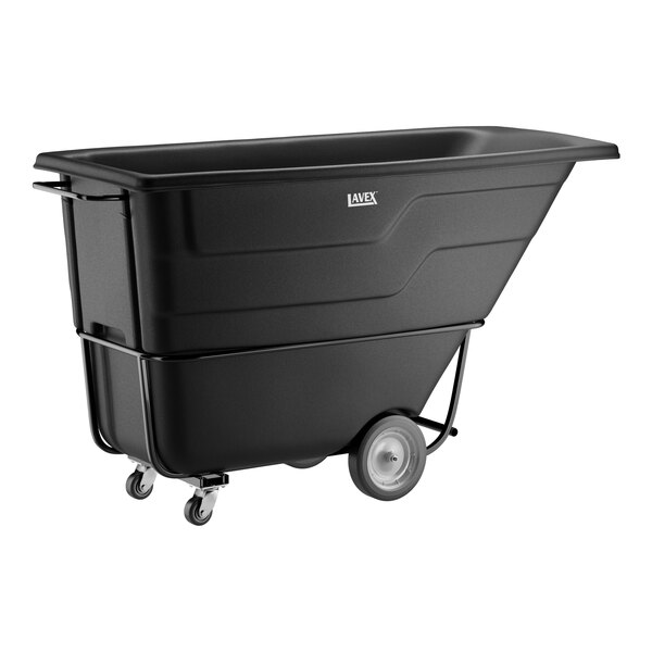 Lavex 1.5 Cubic Yard Black Standard-Duty Tilt Truck / Trash Cart (1,650 lb. Capacity)