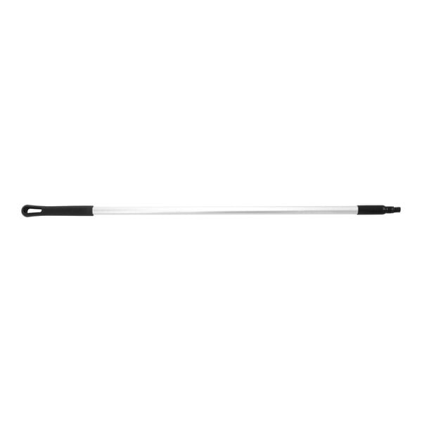 A Carlisle black and silver threaded aluminum broom / squeegee handle.